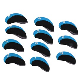 11PCS Golf Club Head Covers Neoprene Numbered Golf Club Head Protector for Outdoor Courts Light Blue