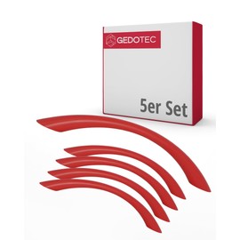 Gedotec Furniture handles for children's rooms, drill spacing 128 mm, red colour, pack of 5, plastic drawer handles, colour, colourful door handles, children's furniture handles, narrow handles,