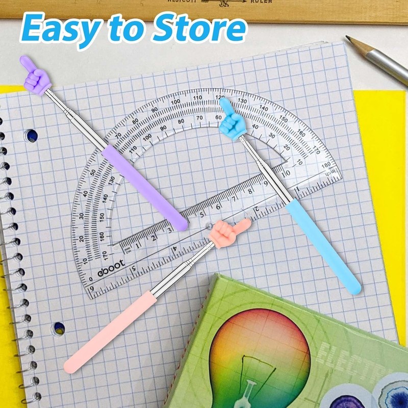 Telescopic Teachers Pointer, 2 Pcs Finger Pointer Stick, Extendable Hand
