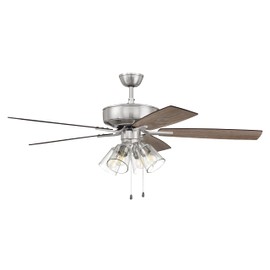Craftmade P104BNK5-52DWGWN Pro Plus 52" Ceiling Fan with LED Lights & Pull Chain, 5 Reversible Driftwood/Grey Walnut MDF Blades, Brushed Polished Nickel