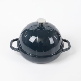 HAWOK Cast Iron Bread Cloche, Dia. 7.8inch/20cm, 0.95qt, Sourdough Baking Pan Enameled Navy Blue
