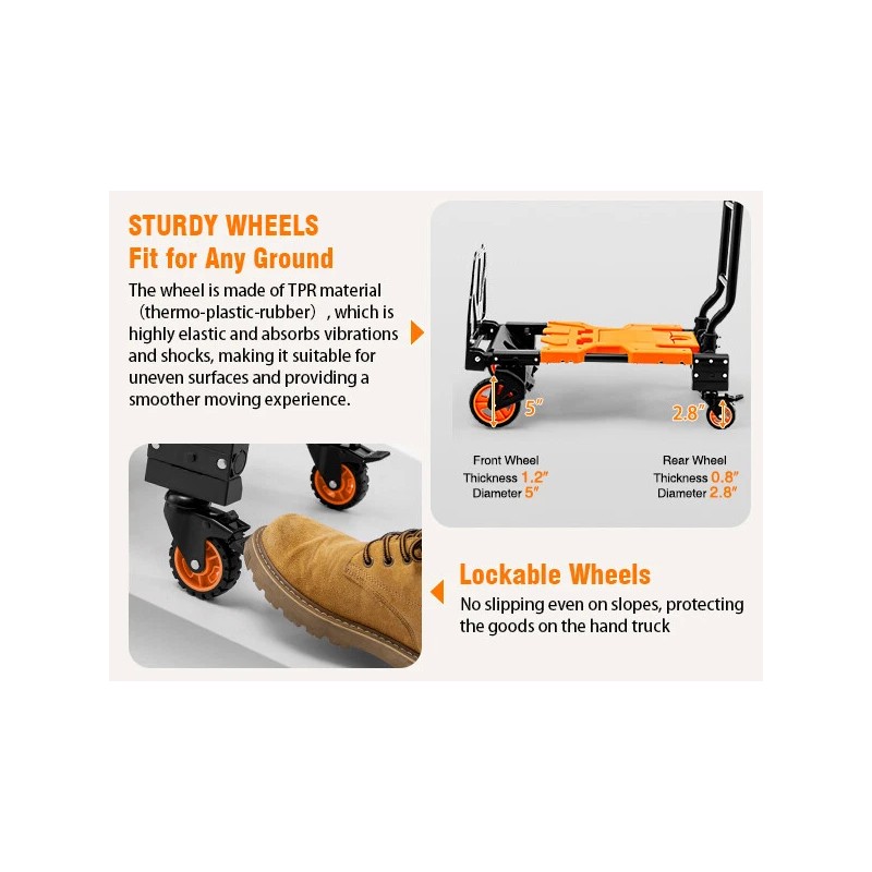 LoJok TECSPACE 2 in 1 Folding Hand Truck, 400 LBS