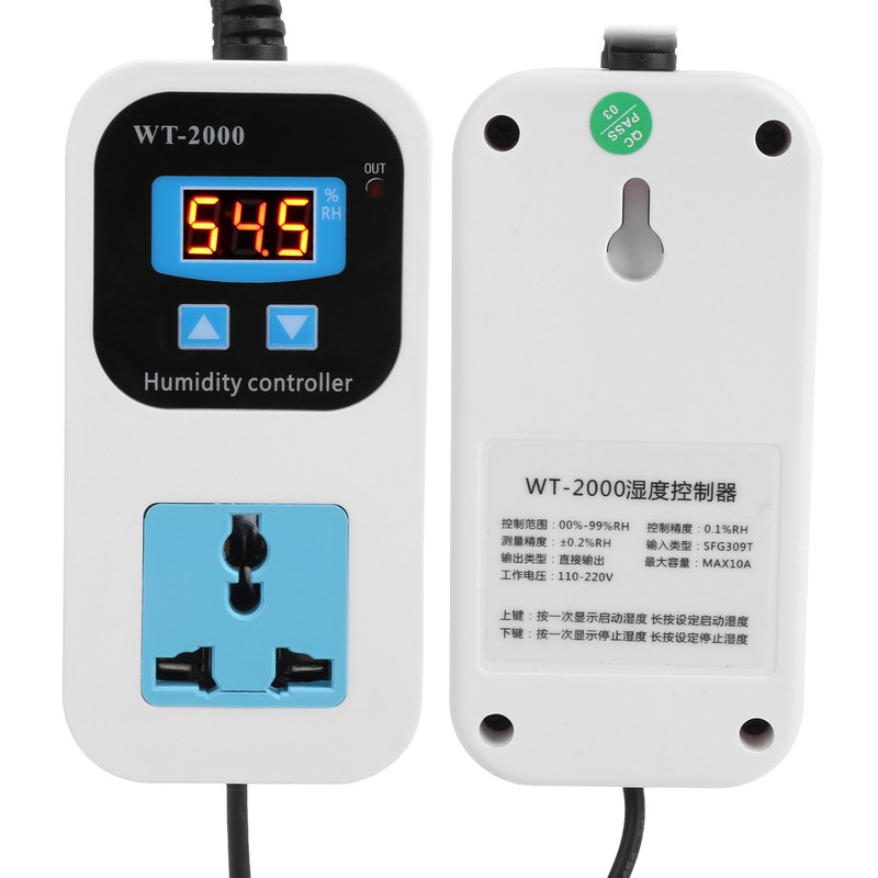 Digital Humidity Controller Humidify Dehumidification Switch Socket 0%~99%RH WT2000