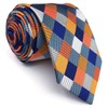 SHLAX&WING Men's Floral Pattern Checkered Necktie, Wedding, Silk Check, 3.5"