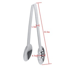 Tea Bag Tongs, 2Pcs Handy Tea Bag Squeezer Stainless Steel Round Metal Kitchen Tongs with Solid Plate and Strainer-Type Plate