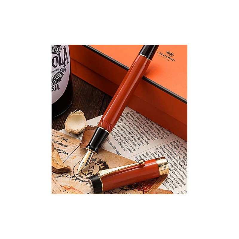 (Jinhao) Jinhao 100 Classic Fountain Pen Bent Nib, Orange Red