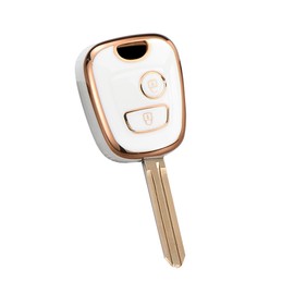 HIBEYO Car Key Case Suitable for Citroen C1 C4 C2 C3 Key Case TPU Protective Cover for Peugeot 107 207 307 407 206 306 for Toyota Aygo Remote Control Key Shell Case Car Decoration Gold White