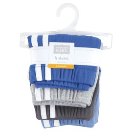 Hudson Baby Unisex Baby and Toddler Shorts Bottoms 4-Pack, Blue, 3-6 Months