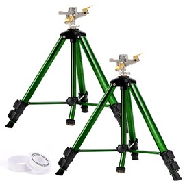 Keten Impact Sprinkler on Tripod Base, 2 Pack Lawn Sprinklers for Yard with 360 Degree Large Area Coverage, Extra Tall Heavy Duty Water Sprinkler for Lawn/Yard/Garden