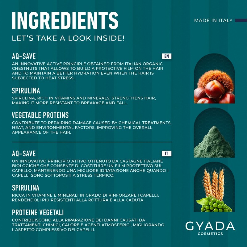 GYADA COSMETICS, Strengthening Thermal Protection with Spirulina and AQ-SAVE, Hair