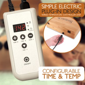 Hot Stones Massage Set with Warmer - Warm Round Basalt Stone Pack Heated Body Massaging Kit w/ Portable Electric Heater Bag 12 Large Small Rock, Digital Controller, for Professional & Home Spa Therapy