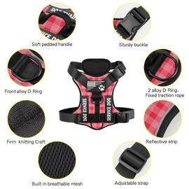 Demigreat Service Dog Harness, Reflective Dog Vest Harness with 5 PCS Patches, Adjustable Soft Oxford Pet Harness, Inner Layer Mesh, Easy to Control for Dogs