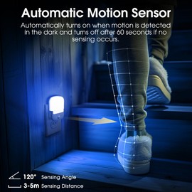 Briignite Blue Motion Sensor Dusk to Dawn Dimmable Led Night Light 2Pack for Kids, Bedroom, Kid Room, Bathroom