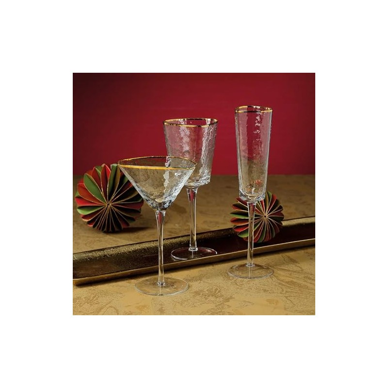 Zodax Aperitivo Triangular Stemware or Glassware - Clear with Gold