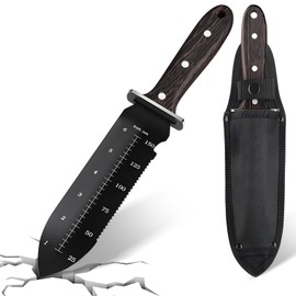 Professional Garden Trowel,Stainless Steel Versatile Tool With Protective Cover,Serrated & Straight Edges,Depth Markings,for Planting,Weeding & Cutting