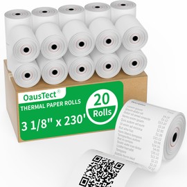 3 1/8 x 230 Thermal Paper Receipt Rolls, 20 Rolls Thermal Receipt Paper 3 1/8 Credit Card Paper, Fits All POS Cash Registers, Credit Card Terminal (3 1/8" x 230' Reciept Paper 20 Rolls)