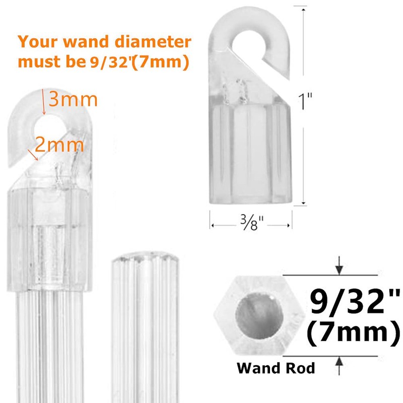 Wand Tip Hook Sleeve 6pcs Clear Plastic Shepherds Hook Wand