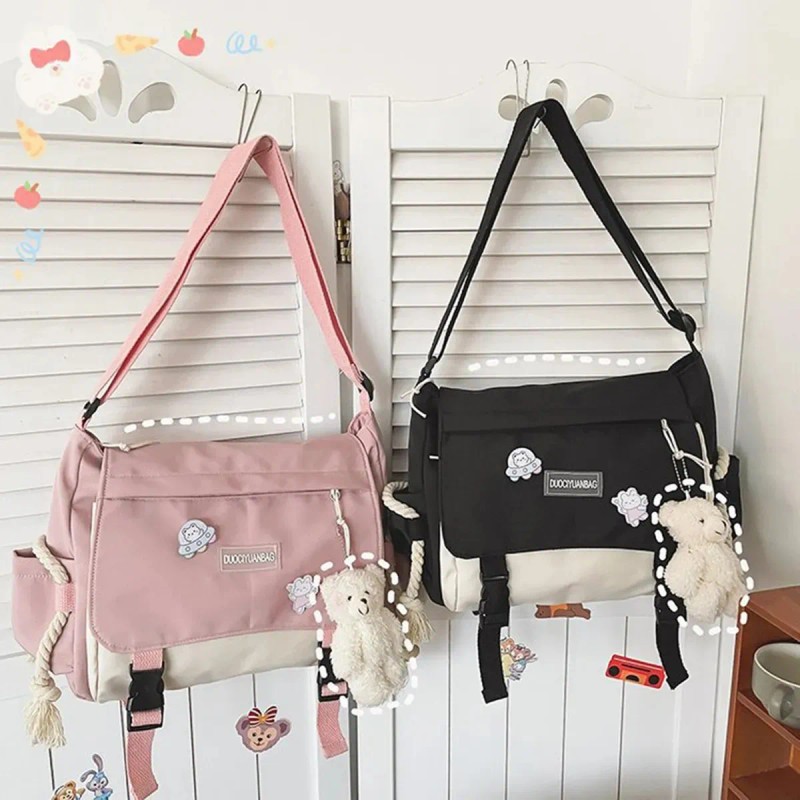 Bolso De Hombro Para Mujer/bolso Escolar/bolso De Lona/versión Coreana/gran Capacidad/rojo,