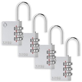 Zarker XD35 Combination Lock, 3-Digit Padlock for School Gym Sports LockerLock, Fence, Toolbox, Case, Hasp Storage (4-Pack, Gray)