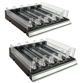 Azar Displays 225830-TALL-BLK Adjustable Tall Divider Bin Cosmetic Tray with Pushers - Customize Slot Size to Product, Black 2-Pack