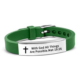 RENYILIN Nine-color eco-friendly silicone bracelet Religious prayer bracelet Bible verse inspired rite baptismal Faith jewelry (Jeremiah 29:11, Green)