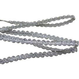 ROSENICE 0.6 cm 10 m Trimming Trim, Braided Gimp Trim Decorative Fabric Ribbon for Wedding Birthday Party Decoration DIY Crafts (Silver)
