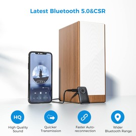 CGZZ Bluetooth 5.0 Wireless Receiver with CSR Core, Playback Time 15 Hs, Connection Distance 30 m, Built-in Microphone, Hands-Free Kit and Voice Navigation, Grey