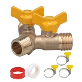 Solid Brass Y Ball Valve 3 Male Thread with Comfort Grip for Oil and Gas Hoses Connector Splitter Adapter