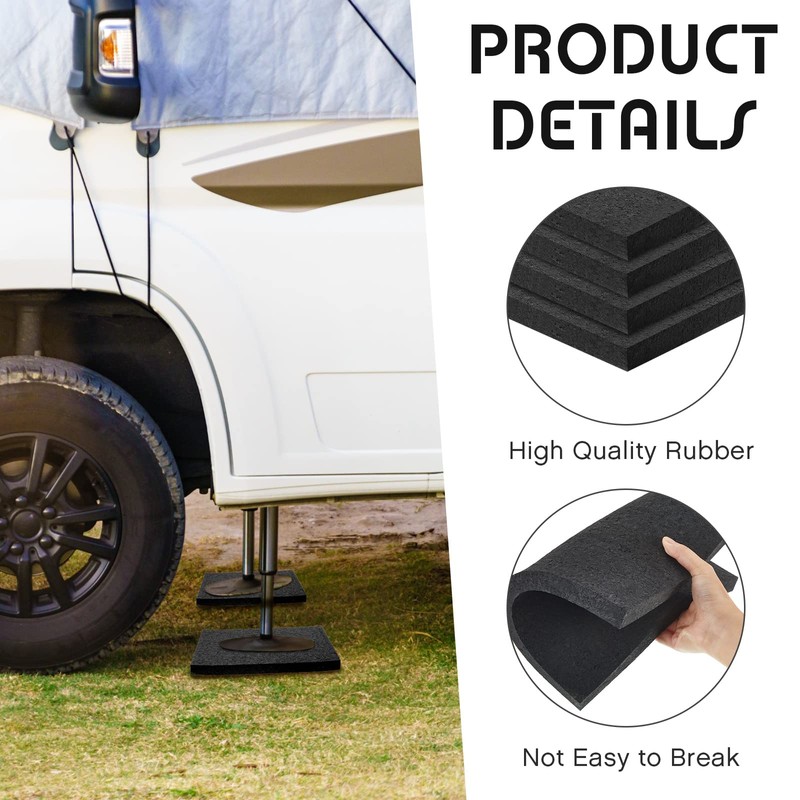 4 Pcs RV Leveling Blocks 12x12x0.75 Inch Thick Rubber RV
