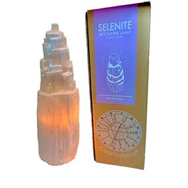 Selenite Skyscraper by CuartoAstral (Medium) Healing Stone Activated by Reconnective Energies - Cleansed by Exposure to Healing Frequencies - Harmonizer - Protection - Peace - LED Bulb and White Cord