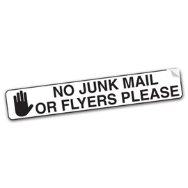 SAFESIGN No Junk Mail or Flyers Please Vinyl Sticker for Front Door Vinyl Sign Stickers 180 X 30mm - Waterproof Vinyl Conforms to EN ISO 7010:2012 Post Box (3)