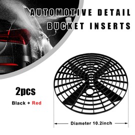 Sylvil 2 PCS Car Wash Bucket Insert, Dirt Guard Bucket Insert Helps Remove Dirt Debris Washing Kit, Detail Grit Trap Filter Cleaning Tool Fits 3-5 Gallon Bucket, Car Accessories （Black+Red）