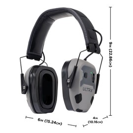 ULTRX Bionic Fuse Bluetooth Earmuff - Ear Safety - Hearing Protection and Noise Reduction - Perfect for Shooting Range, Yardwork, Construction, Woodworking, and More - Cement Gray