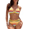 ZAFUL Women's Colorblock Stripes Triangle Bikini Cute String 2 Piece