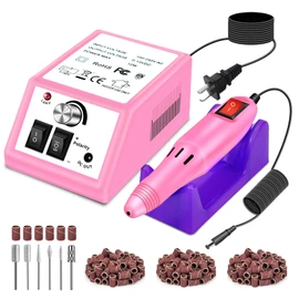 LAVAED Nail Drill Electric Nail File, Electric Nails Drill Nail File with 156pcs Sanding Bands and Nail Drill Bits for Acrylic, Gel Nail Manicure and Pedicure, Pink