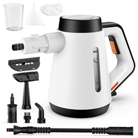 Fippesax Handheld Steam Cleaner, 400ml Pressure Multi-Purpose Steam Cleaner with 9 Piece Accessories (Weiß)