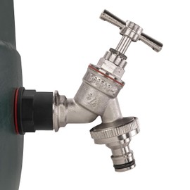 Water butt/rain barrel/tank adaptor+bib tap,1/2" bsp (21mm hole) or 3/4" bsp(26mm hole) (3/4" bsp)