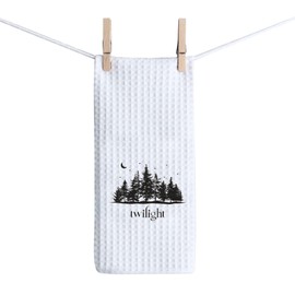 BAUNA Twilight Inspired Kitchen Towel Vampire Movie Dishes Towel City Of Forks Tea Towel Vampire Lover Kitchen Decor (Twilight Towel)