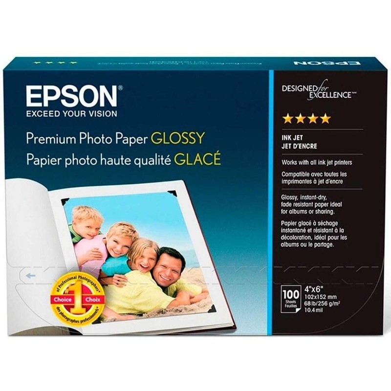 Epson S041727 Premium Photo Paper, 68 lbs., High-Gloss, 4 x