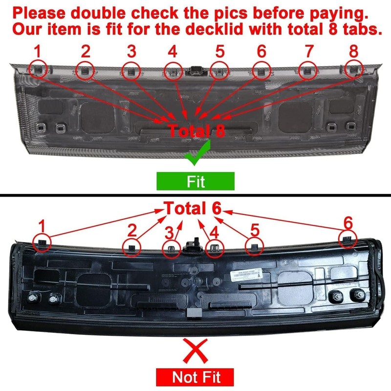 KUAFU Rear Decklid Panel Trim Compatible with 2015-2023 Ford Mustang