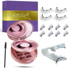 Magnetic Eyelashes with Applicator – 3 Pairs No Glue Reusable False Eyelashes Kit, Natural Wispy Strip & Half Lashes, Soft Comfortable Beginner-Friendly Set with Brushes – Chlffua Gift Box