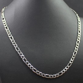 SephSmith 3mm Figaro Chains for Men and Women, Silver Tone Stainless Steel Chain Necklace, 20-Inch Length Necklace for Men and Women, 20 Inch, Stainless Steel, No Gemstone