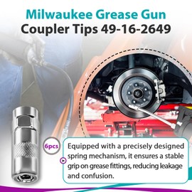 Joworthy 6 Pcs 49-16-2649 Grease Gun Couplers, for Milwaukee M18 & M12 Cordless Grease Guns High-Pressure Nozzle Tips Replacement – Fits 2448-20, 2449-20, 2450-20 Models
