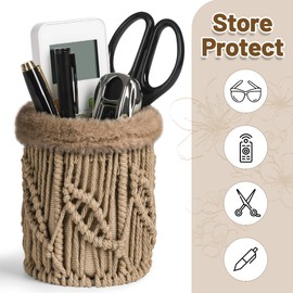 HOSROOME Glasses Holder for Nightstand Boho Decor Eyeglass Holder Stand for Office Desk Organizer-Brown