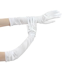 Seven & Nine Service 17.75 Inch Adult Size Long Opera/Party Length Satin Gloves (White)