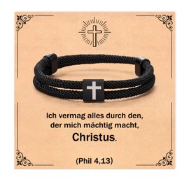 YIBONIKA Cross Bracelet for Boys Girls, Jesus Cross Jewellery Gifts, Christian Motivational Gifts Bracelet, Christian Christening, Birthday Gifts for Teenagers, Confirmation, First Communion, Easter,