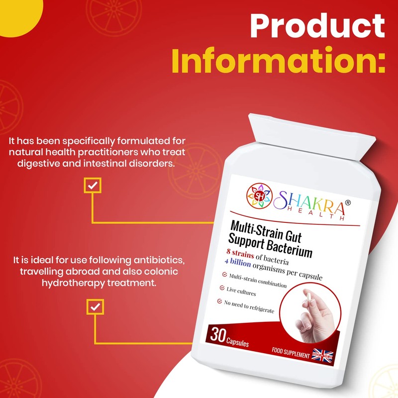 Multi-Strain Gut Support Bacterium (30 Capsules) Soothes & Supports Gut,