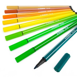 STABILO PEN 68 Fibre Tip Pens – Assorted Set of 9 Colours – Nature Tones