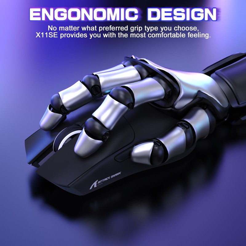 Attack Shark X11SE Ultra-Light Wireless Gaming Mouse, Tri-Mode-2.4G/USB-C Wired/BT, PixArt