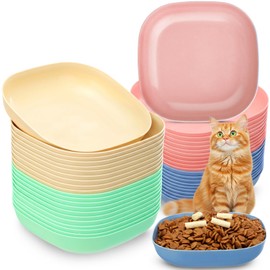 LemonRoad 40 Pcs Fatigue Relief Cat Bowl Food Dishes, 5.7 Inch Wide and Shallow Kitten Wet Feeding Bowls for Kittens, Short Legged Cats and Feral Pets